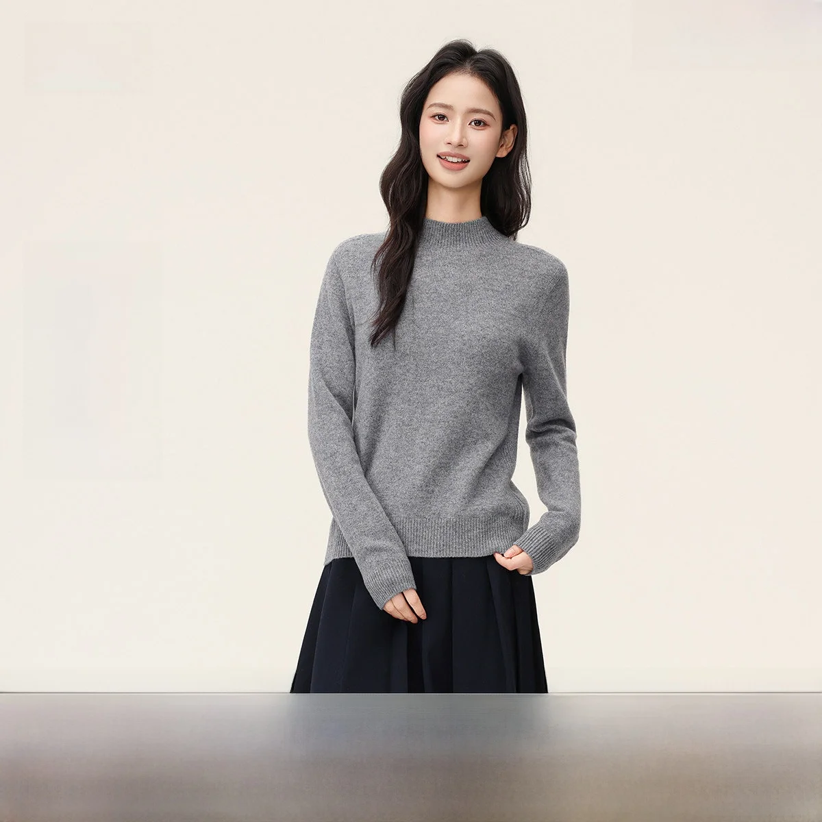 

Snow Flying Women's Soft Comfortable Fashion Casual Slim Fit Half High Collar 100 Wool Knit Sweater Spring New Style