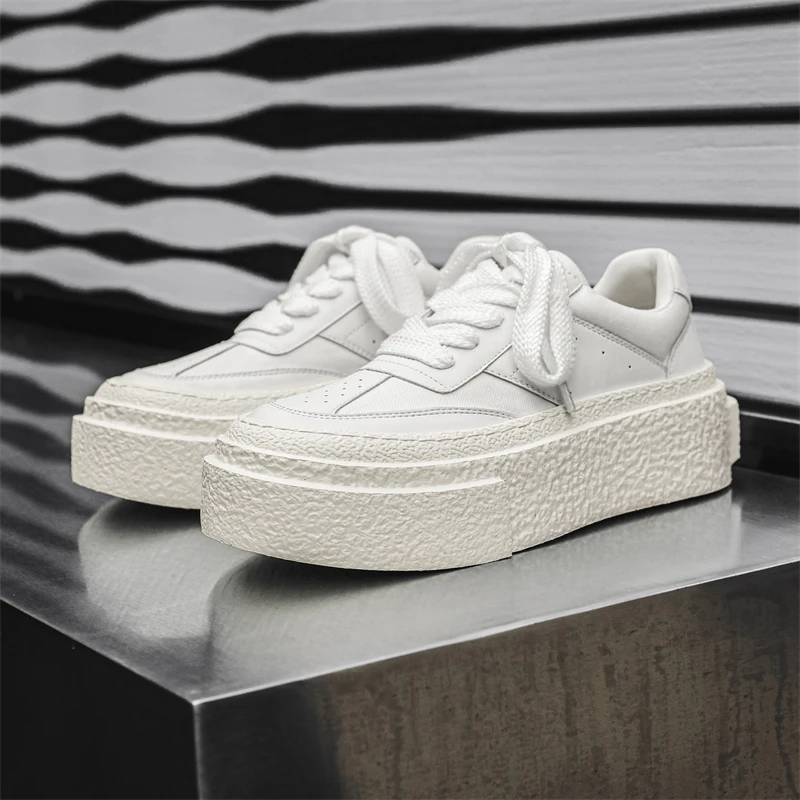 

Men Fashionable Casual Sports Shoes Black White Thick-soled Lightweight Comfortable Outdoor White Sneakers Men Size 38-46