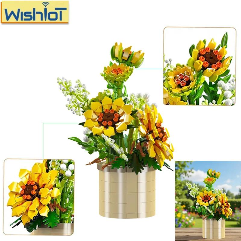 

Artificial 24110 Chrysanthemum Bouquet Model Building Blocks 1047pcs Plant Flower Decorations Assembly MOC Bricks Toy Girl Gifts