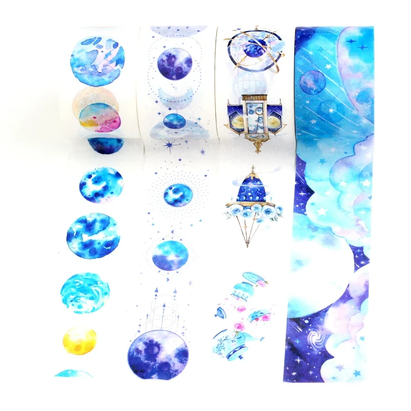 

Bulk 10pcs/Lot Decorative Cute Blue Planet Moon Stars Washi Tapes Set for Journaling Masking Tape Kawaii Papeleria