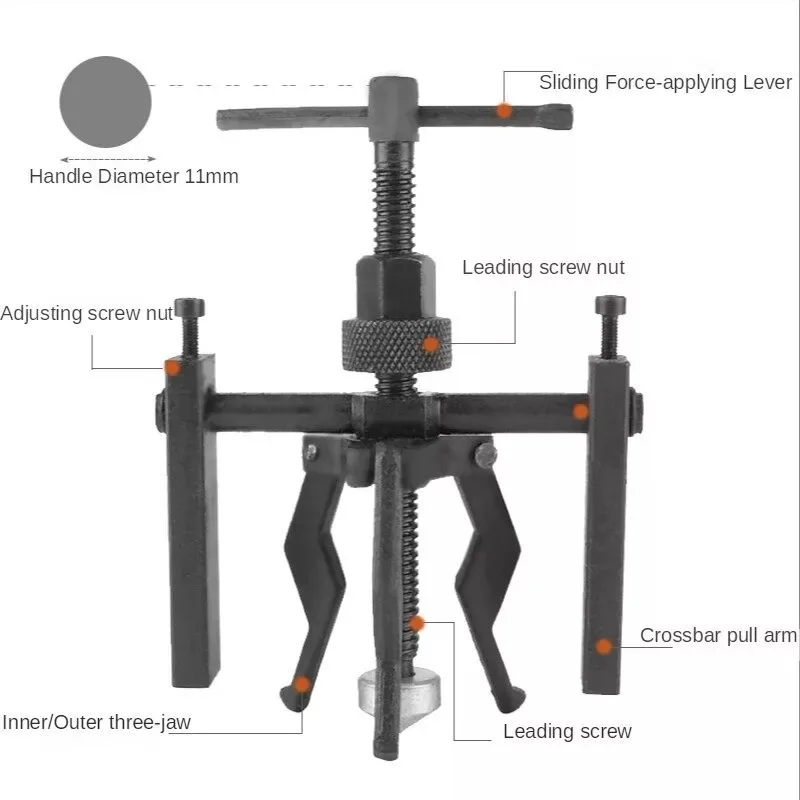 3 Jaw Inner Bearing Puller Gear Extractor Internal External Pulling Tool Pilot Bearing Puller kit for Motorcycle Car SUV