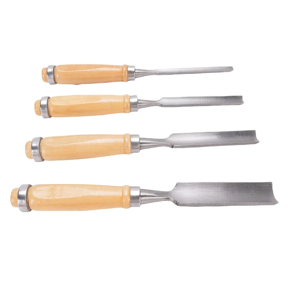 4 Pcs 4-Piece Half Round Wood Chisel Set Wooden Handle Carbon steel Woodworking Gouge Tools Semi-Circular Steel