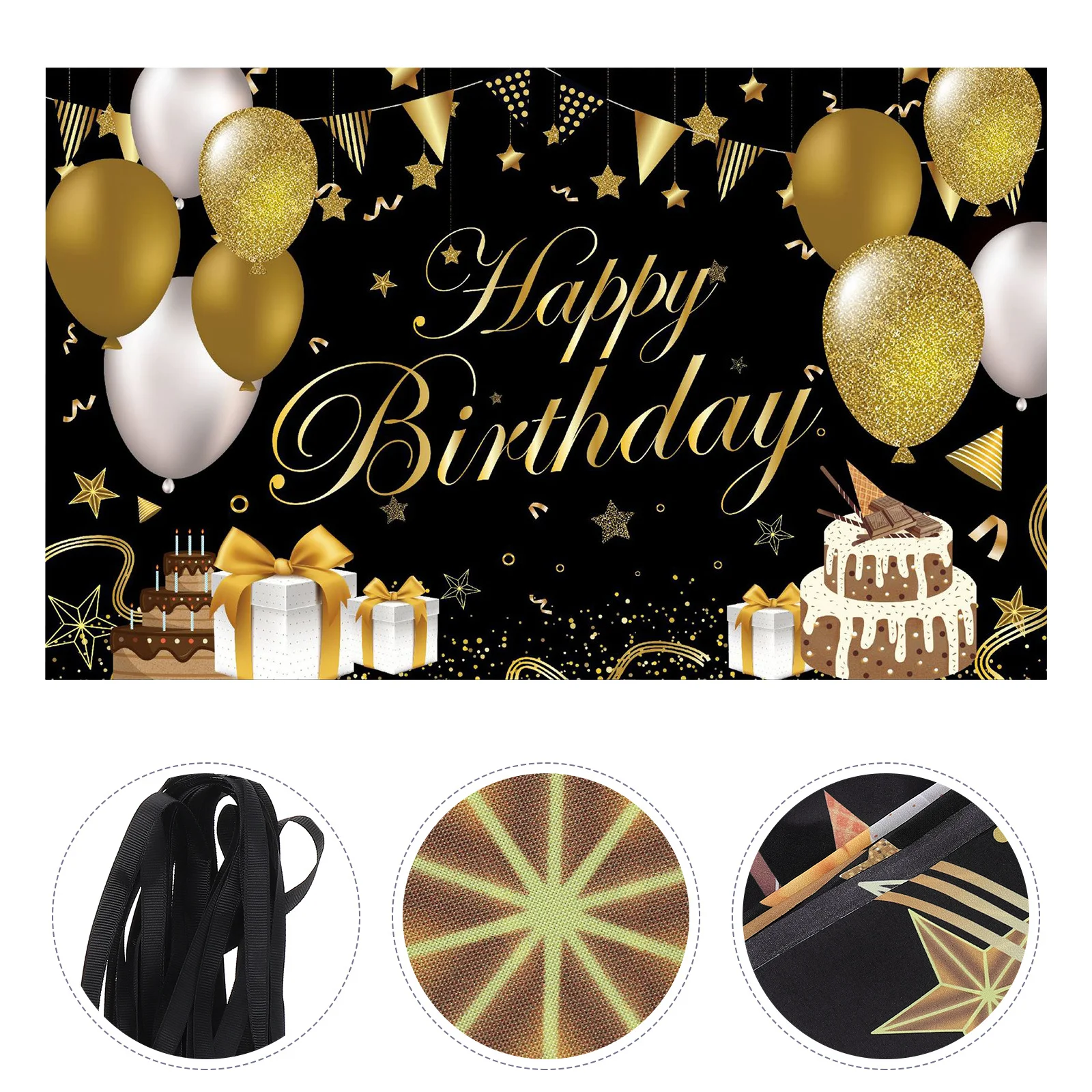 1pc Birthday Party Background Banner Bright Printed Polyester Hanging Bunting For Photo Props Themed Party Wall Decoration