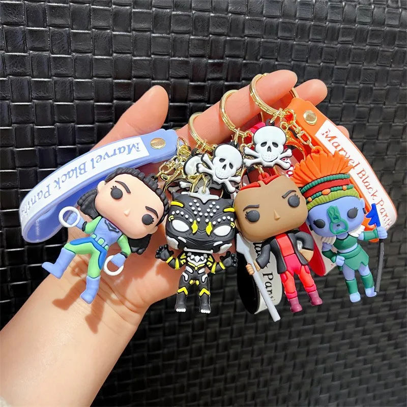 Creative cartoon avengers keychain personality black panther primitive keychain men and women bags trend accessories small gifts