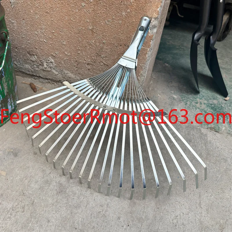 Telescopic flat grass rake, garden gardening tool, long wooden handle grass rake, leaf rake
