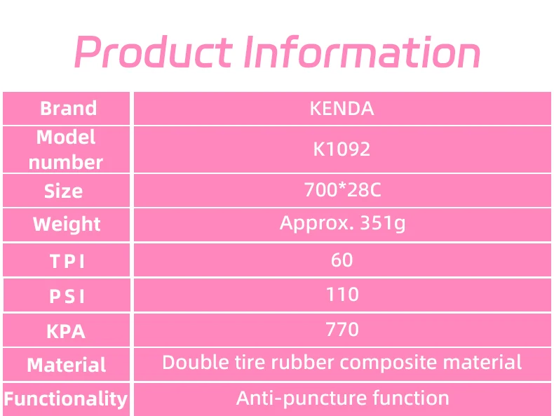 Kenda K1092 Pannenschutz Ultra Leichtgewicht Rutschfest Neuer Fahrradreifen 700x28c Kountach Elite Faltbarer Rennradreifen – Detail 2