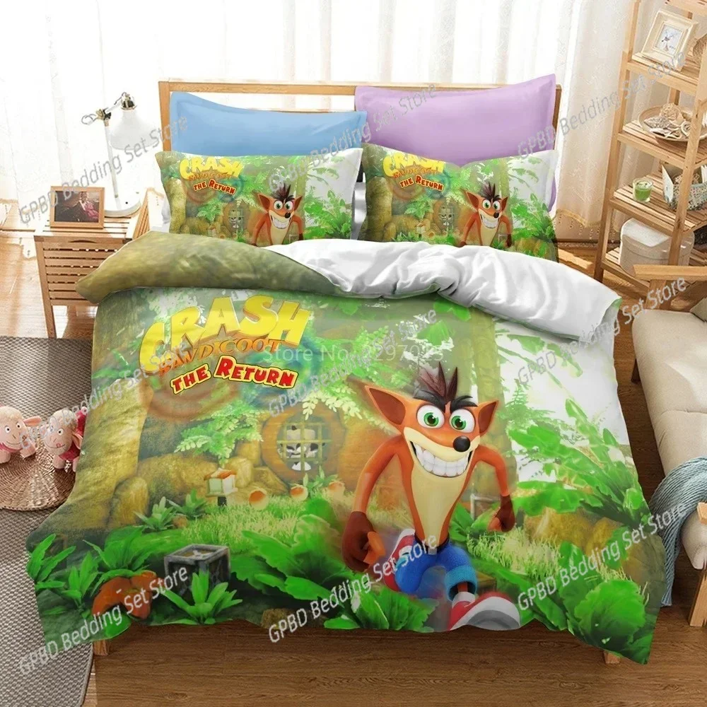 3D Printing Cartoon Crash Bandicoot Comfortable Duvet Cover Pillowcase Bedding Set Children Bedroom Decoration Home Textile