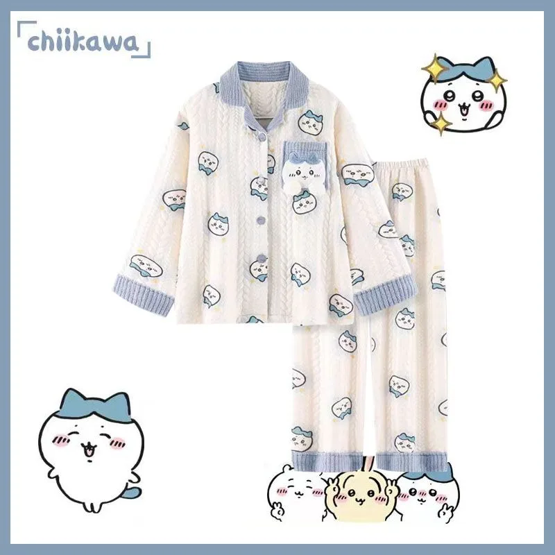 pyjama-chiikawa-kawaii-pour-femmes-ensemble-pantalon-a-manches-longues-en-coton-avec-intercalaire-d'air-epais-vetements-d'interieur-chauds-pour-l'automne-et-l'hiver