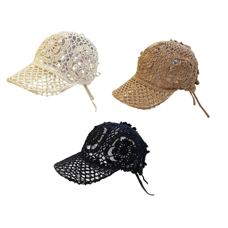 DXAE Lightweight crochet baseball cap with airy mesh for summer walks