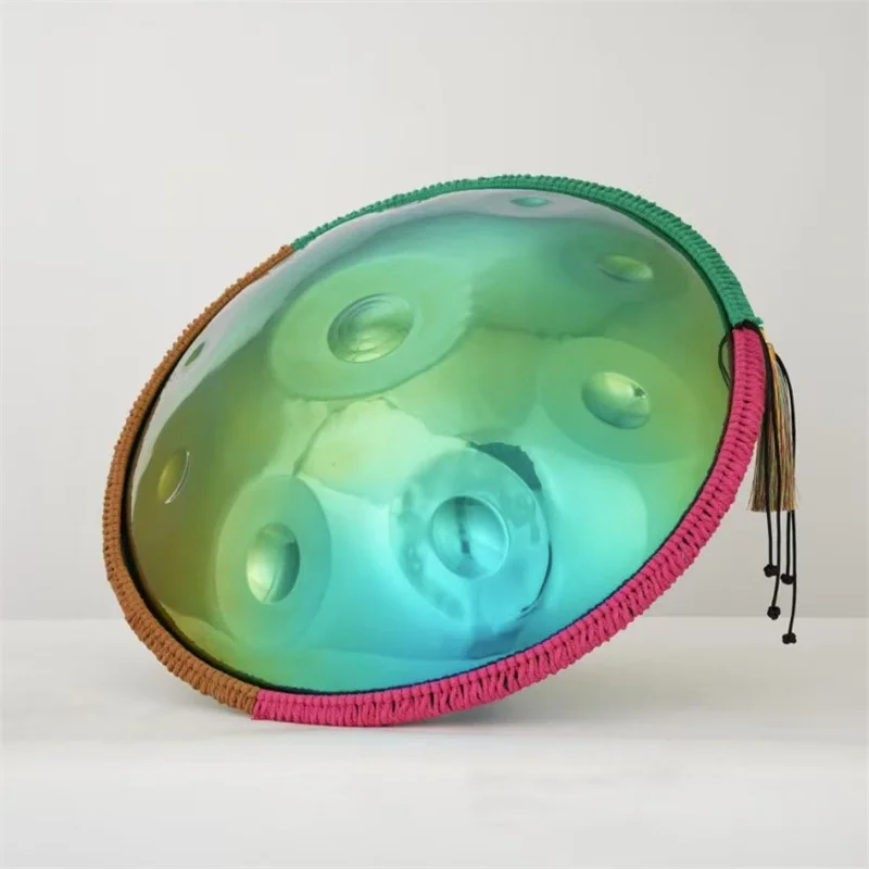 22 Inch 10 Notes Kurd Handpan Drum Colorful Gradient Finish Stainless Steel Percussion Musical Instrument with Full Accessories