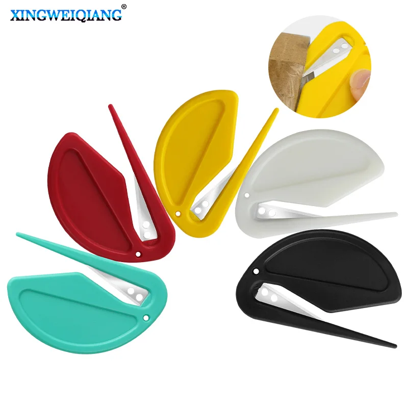 Plastic Mini Letter Opener, Color Box Pocket Cutter, Envelope Opener, Rope Cutter, Wire Cutter Blade
