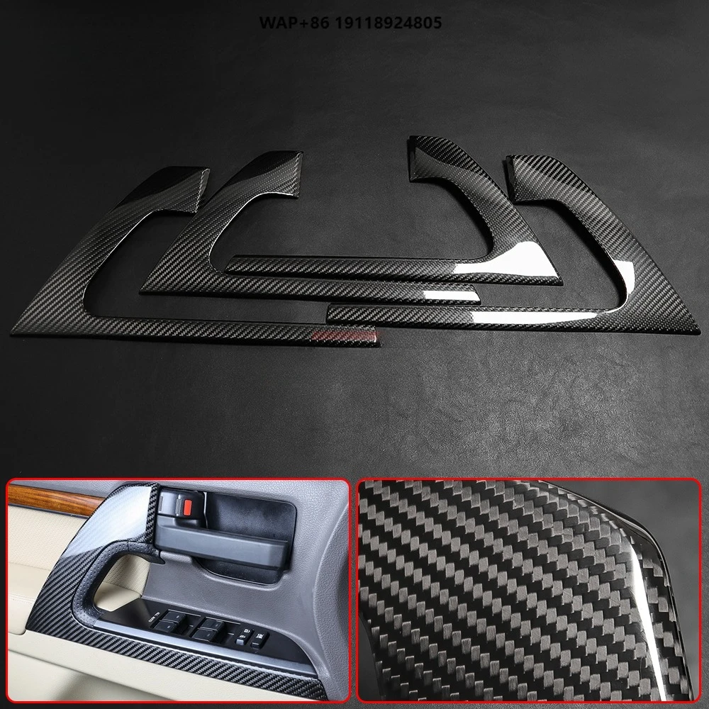 For  Land Cruiser LC200 FJ200 2016-2020 Interior Side Door Handle Trim Armrest Molding Decoration Trim Real Carbon Fiber
