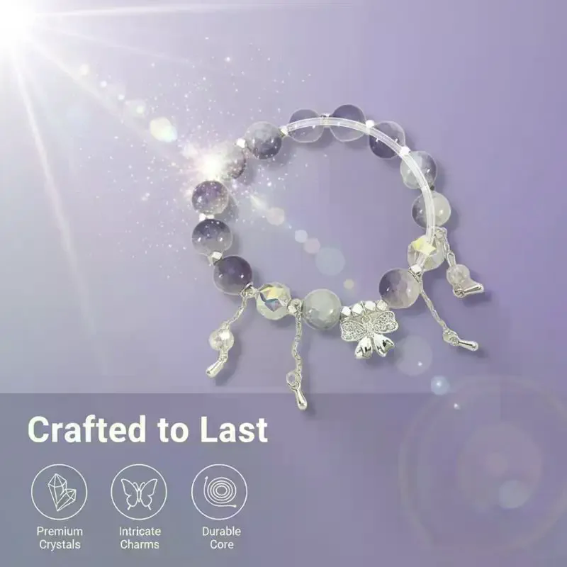 

Fashion Korean Purple Bracelet Butterfly Feather Tassel for Women Girls Trendy Accessories for School Prom Gift