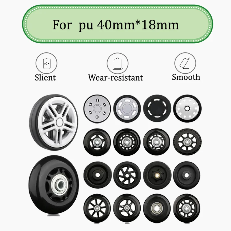 

For PU/40mm*18mm Luggage Wheels Replacement 70mm/80mm/100mm Silent Swivel Casters Luggage Repair Parts Easy Installation