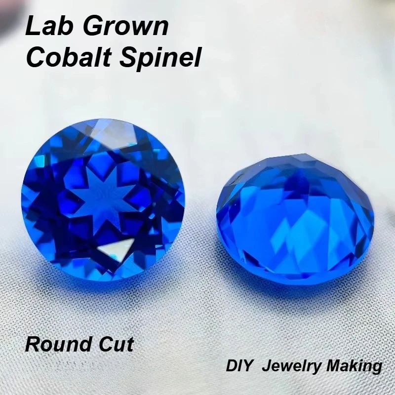 Top-tier Lab Grown Cobalt Spinel Round Cut Gemstone for DIY Ring Necklace Earrings Main Materials Selectable Certificate