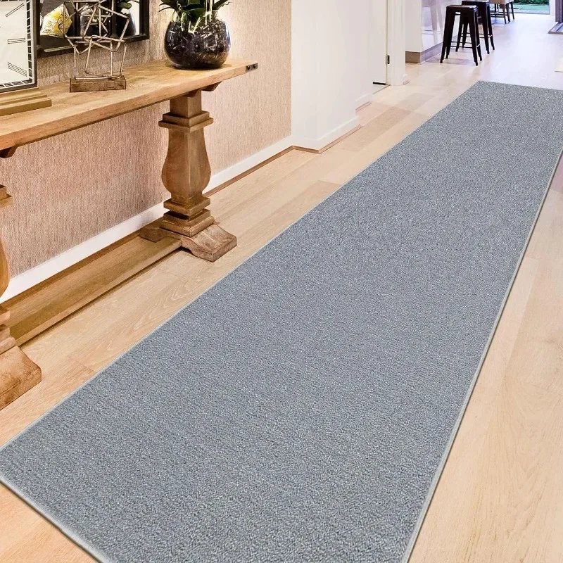 Machine Washable Modern Solid Design Non-Slip Rubberback 3x10 Traditional Runner Rug for Hallway, Kitchen  2'7