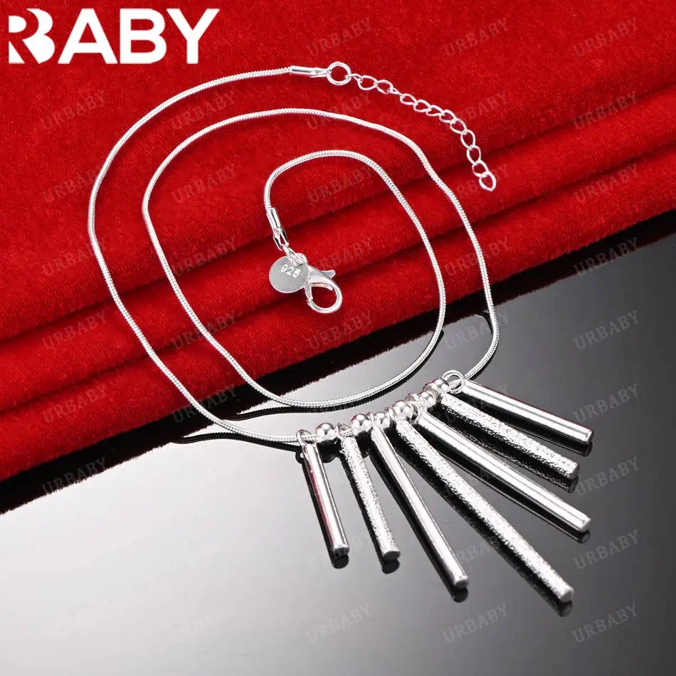 

URBABY 925 Sterling Silver 50cm Tassel Chain Necklace For Women Charm Trend Birthday Gifts Fashion Party Fine Jewelry