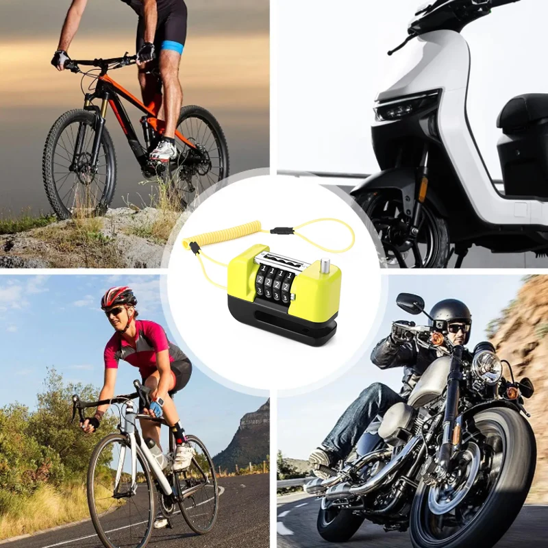 1PC Disc Brake Combination Lock, Four Digit Code Anti-Theft Lock - Easy Setup, with a Reminder Cord, Essential Parts for Bike &