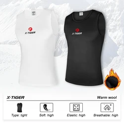 X-TIGER Winter Cycling Vests Base Layer White Black Sleeveless Thermal Fleece Sports Jerseys Bicycle Warmth Shirt Warm Underwear