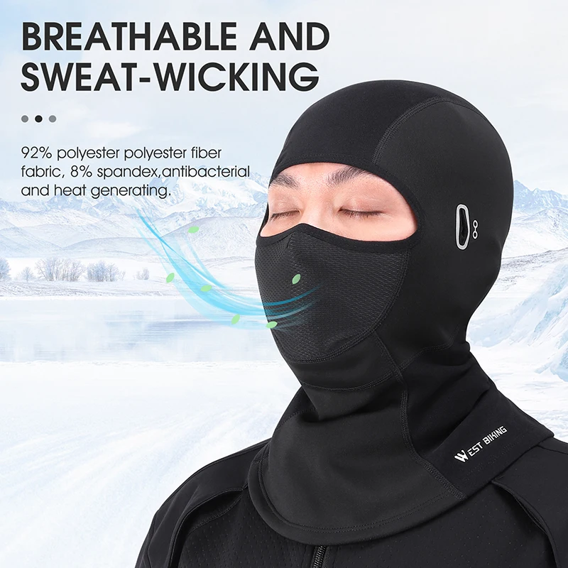 WEST BIKING ​Skin-Friendly Thermal Mask Winter Cycling Keep Warm Windproof Comfortable Face Mask Ski Mask Fishing Hat Headwear