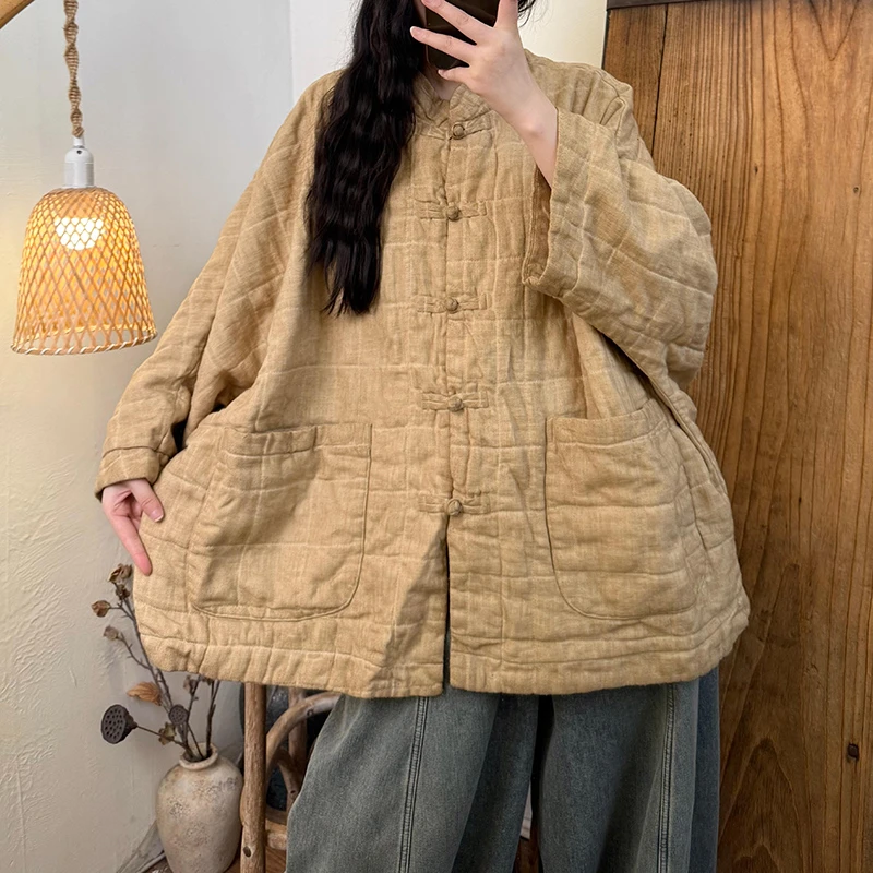 25 جديد وصول الشتاء المرأة عادية فضفاض واحدة الصدر س الرقبة ألف خط سترات Batwing كم جيب المرقعة القطن معاطف H204 #4