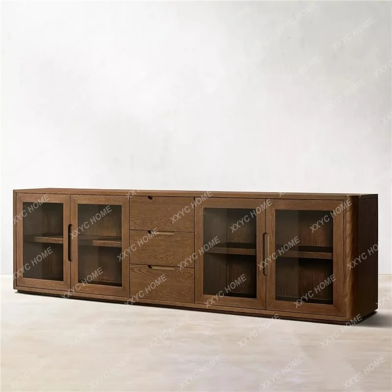 TT  solid wood swing door TV cabinet Living room storage display dining side cabinet Hotel villa