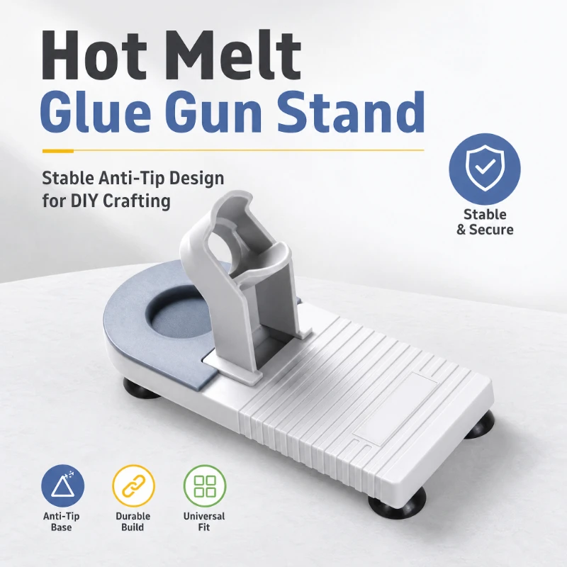 Hot Glue Gun Holder Stand with Suction Cups, Anti-Slip Hot Melt Glue Gun Base with Drip Tray for DIY Craft