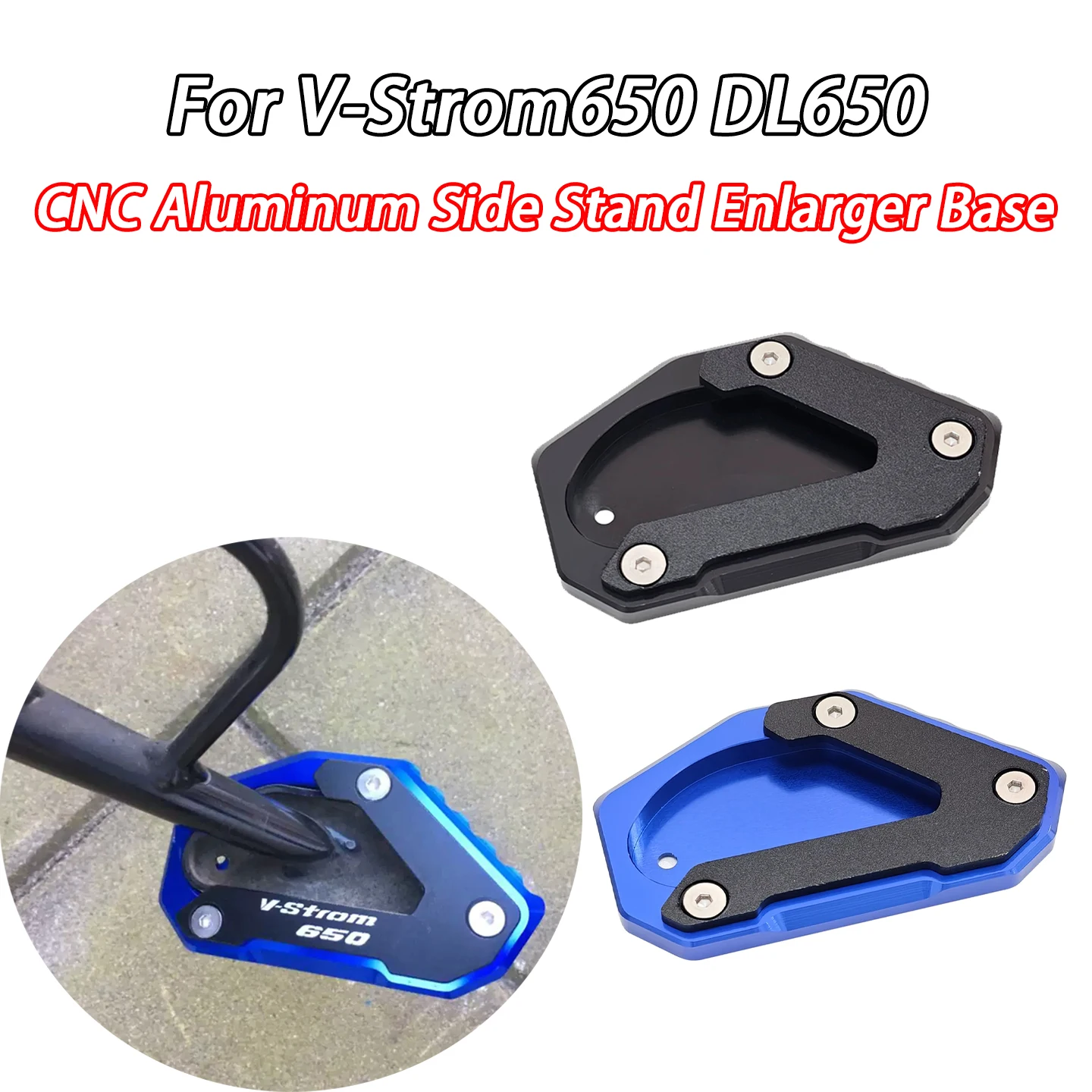 For SUZUKI V-Strom 650/XT VSTROM 650 DL650 DL 650 2004-2024 Motorcycle CNC Kickstand Foot Side Stand Extension Pad Support Plate