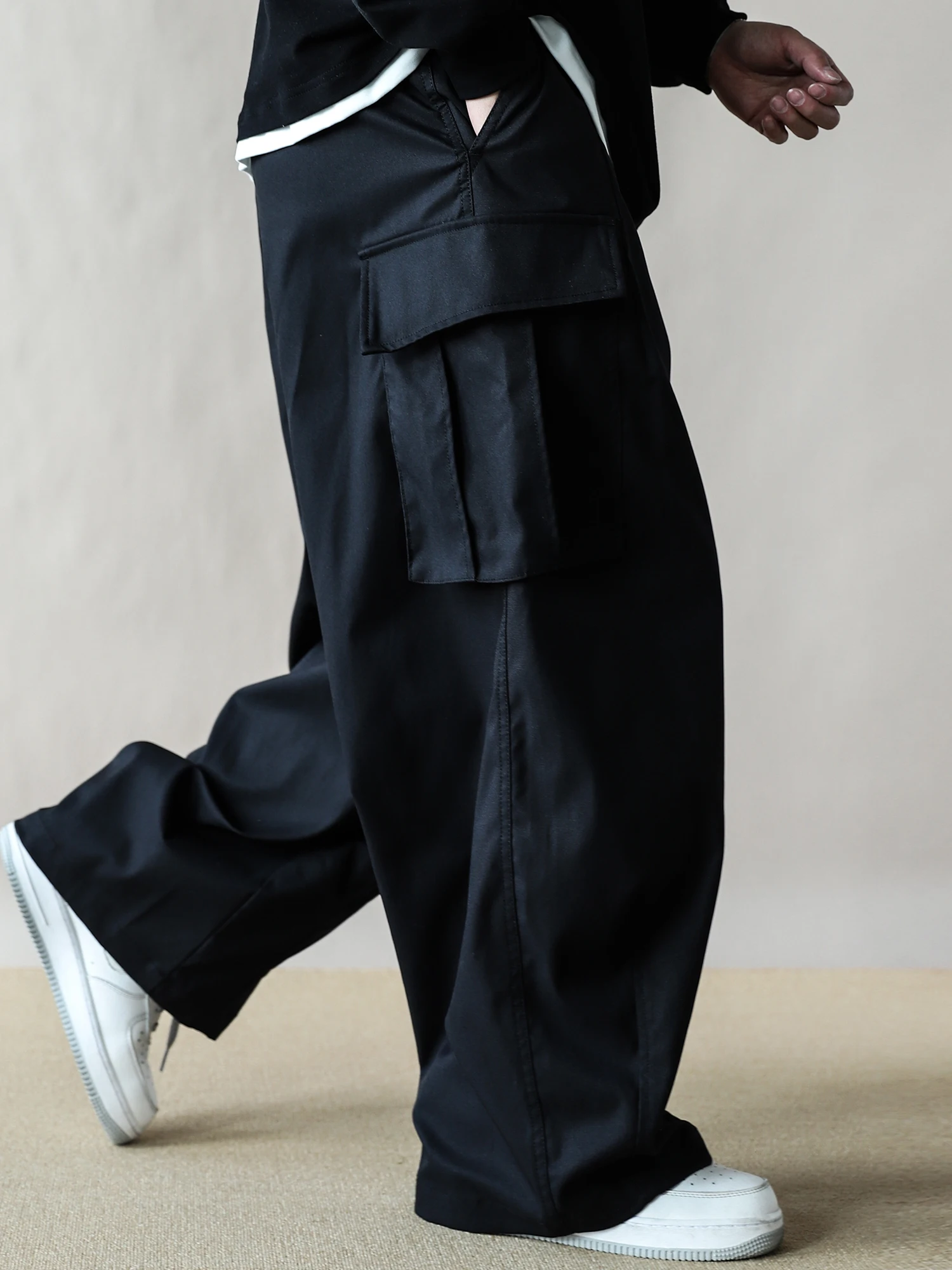 

Loose Straight Leg Pants Men's Multiple kets Bla Casual Pants Youth Men's Spring Workwear Trousers Comfortable Fit