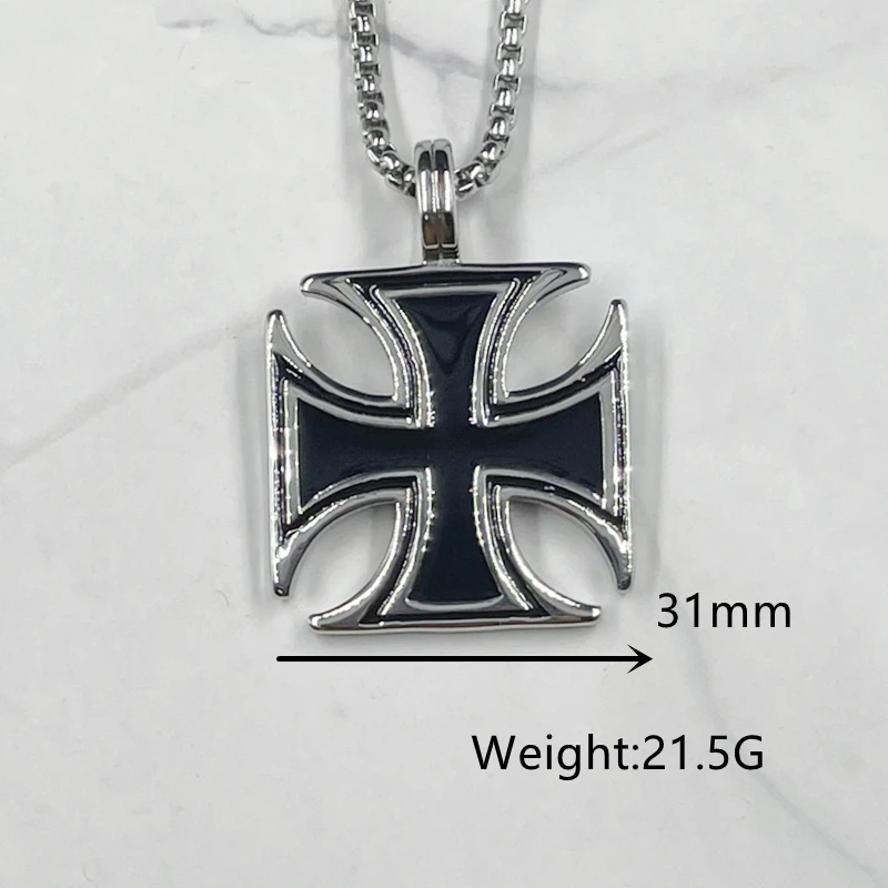 خمر فرسان تمبلار الصليب قلادة قلادة للرجال بوي المالطية الحديد الصليب موضة 316L الفولاذ المقاوم للصدأ الذكور المجوهرات #2