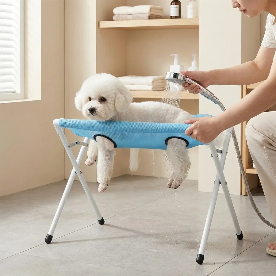 Pet Grooming Hammock Stand Foldable Breathable Bath Rack For Cats_voghion.com