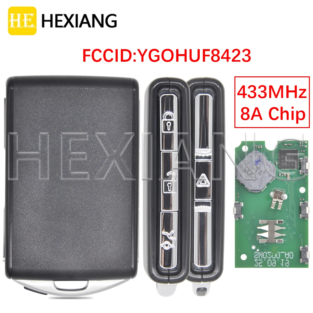 HE 4 pulsanti 8A Chip 433MHz chiave remota per auto di prossimità muslimper Volvo S40 S60 S90 XC60 XC90 2016-2021