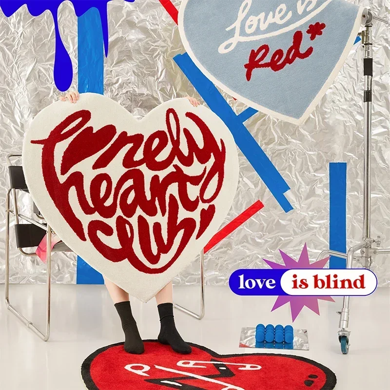 VIKAMA Fashion Ins Style Cute Heart Shaped Teenage Girl Bedroom Bedside Blanket Living Room Coffee Table Sofa Play Floor Cushion