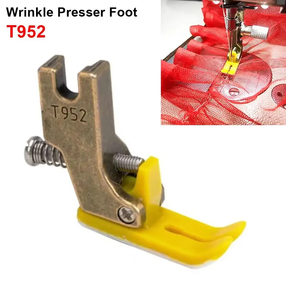 

1Pcs Flat Wagon T952 Wrinkle Presser Foot Adjustable Plastic Lockstitch Presser Feet Steel Closing Sewing Machine Accessory