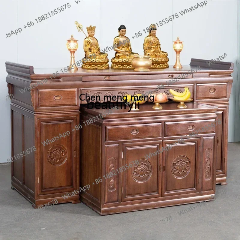 X Solid Wood Altar Household Guan Gong for New Chinese Buddha Table God of Wealth Fragrance Desk