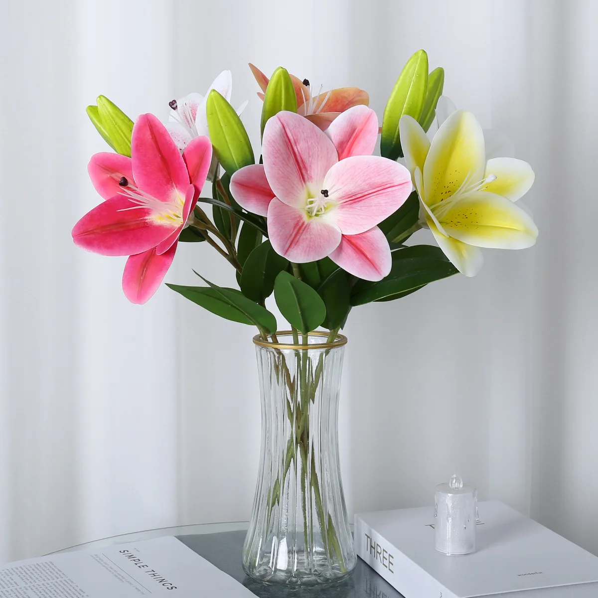 

Lily flower artificial flower long stem plastic fake flower washable table decoration living room wedding decoration wholesale