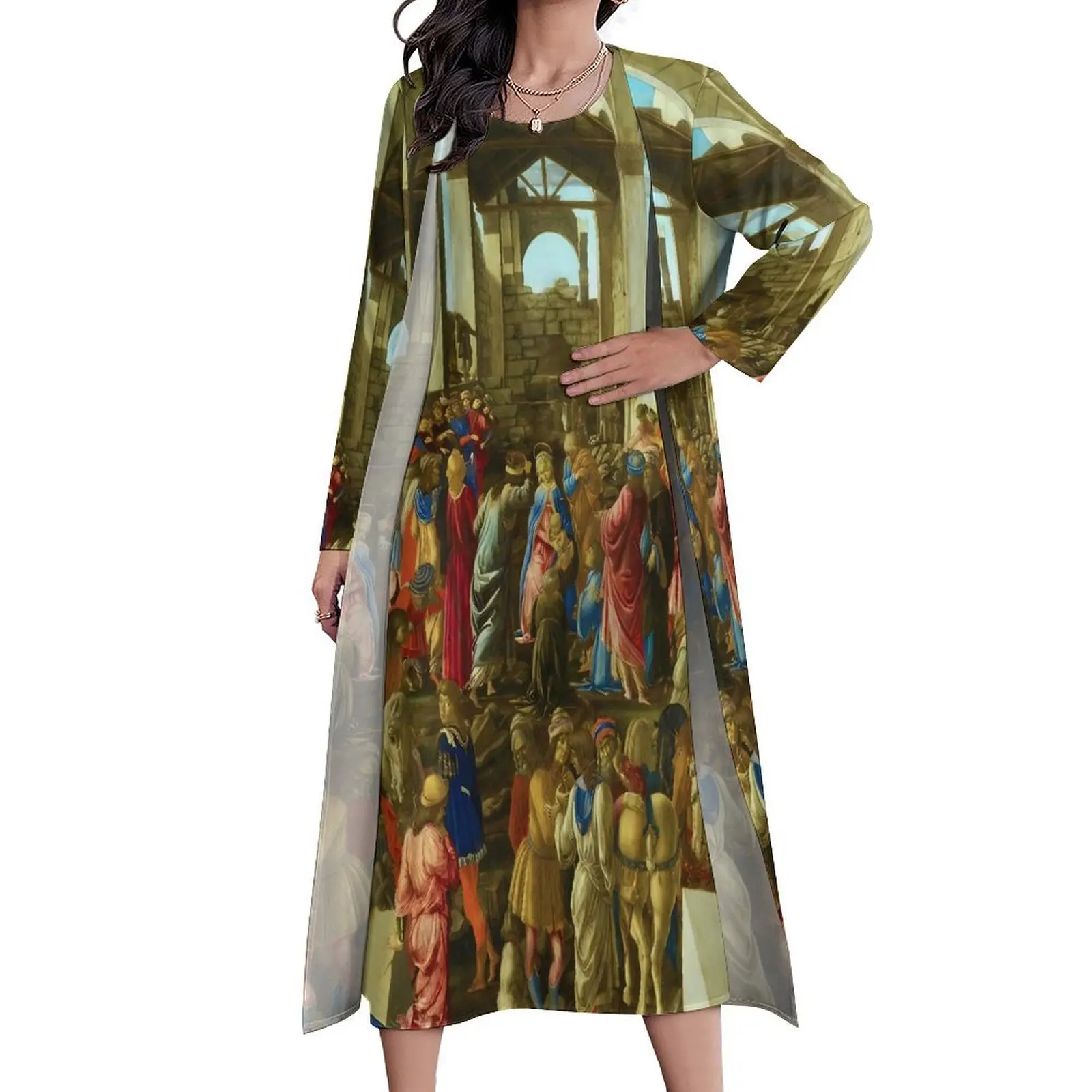 Sandros Botticelli Dress The Adoration of The Magi 1470 Vintage Maxi Dress Aesthetic Bohemia Long Dresses Summer 2 Piece Clothin