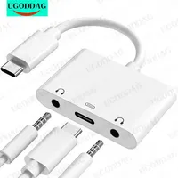 USB C to Dual 3.5mm Aux Headphone Jack Adapter with Charging Type C Earphone Audio Splitter Converter For Samsung Google Pixel