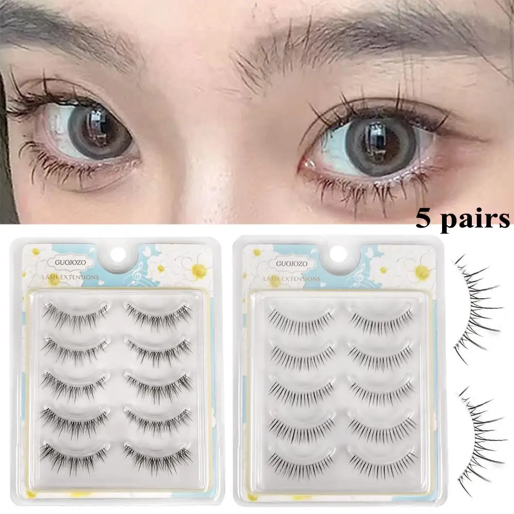 

5Pairs False Eyelashes Cross Nature Lash Long Soft Hair Clear Stem Lash Extension Reusable Cosmetics Beauty Eye Makeup Supplies