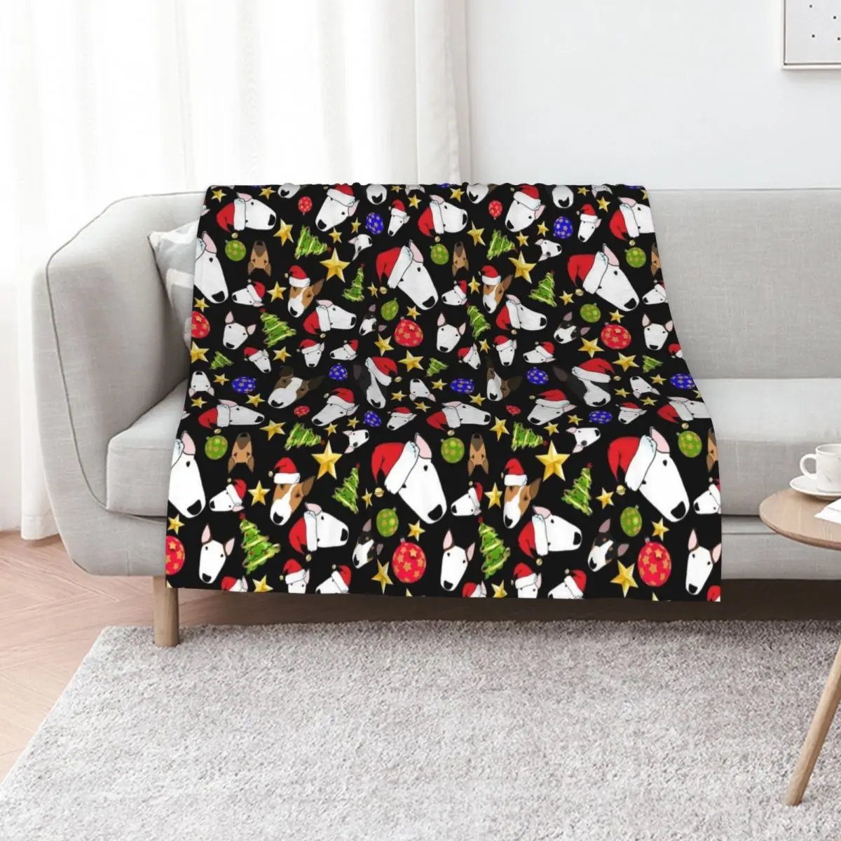 Christmas Bull Terriers Throw Blanket Soft Plush Plaid Bed linens Plaid on the sofa Kid'S Large Giant Sofa Blankets