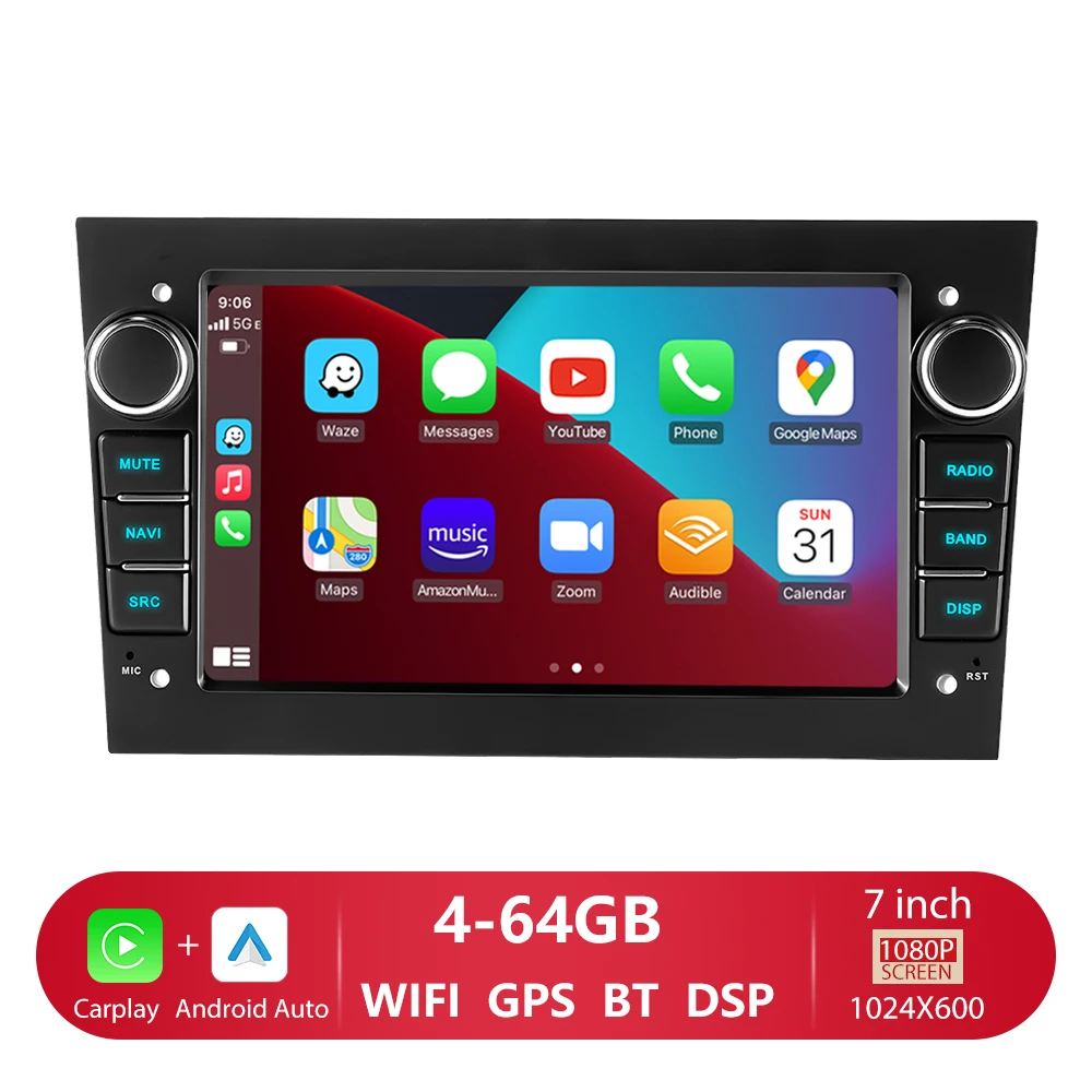2-DIN autoradio Android 14 Auto CarPlay voor Opel Astra H G J Zafira B Corsa C D Antara Vectra Vivaro 7 inch autoradiospeler