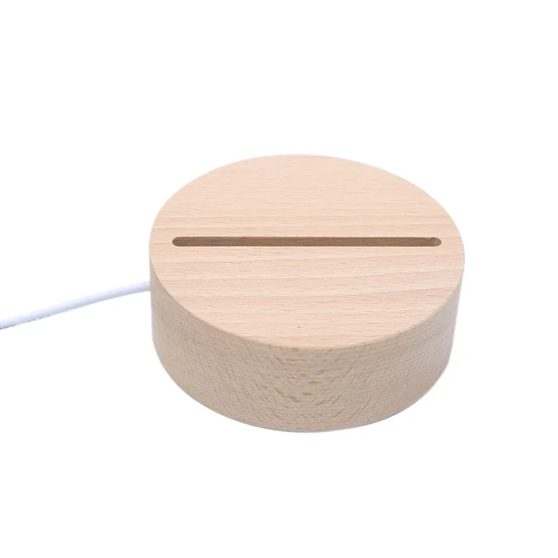 Customized Gift Round Wood Base For Acrylic Lamp Night Light