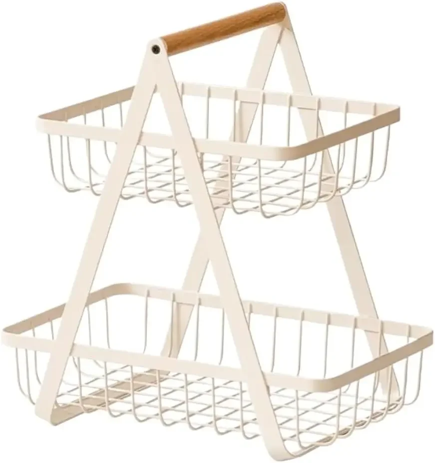 

Two Tier Fruit Holder Basket Bowl for Kitchen Countertop Metal Wire Storage