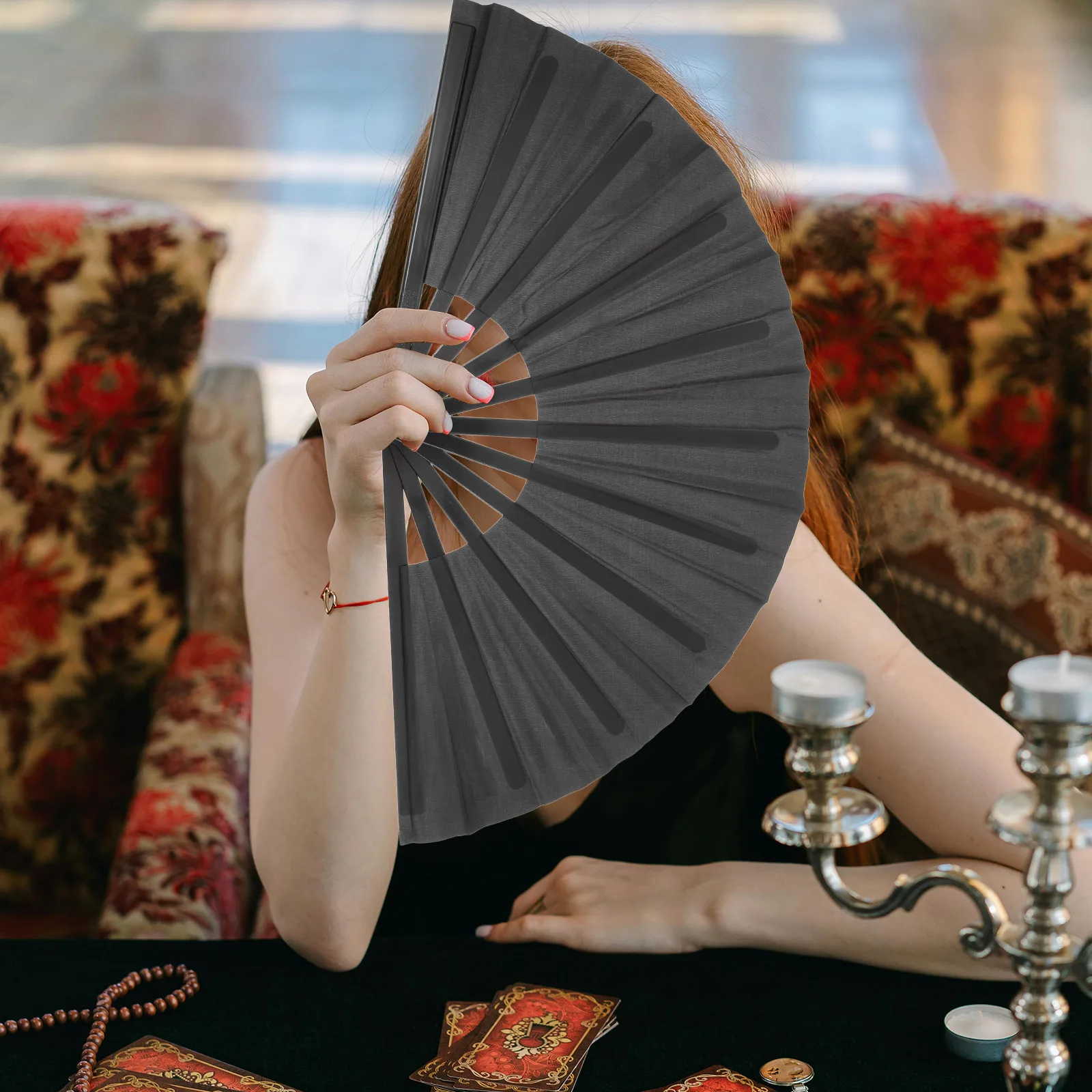 

2Pcs Black Bone Tai Chi Fan Folding Handheld Festival Dance Fan Lightweight Elegant Performance Prop for Stage Party Wedding