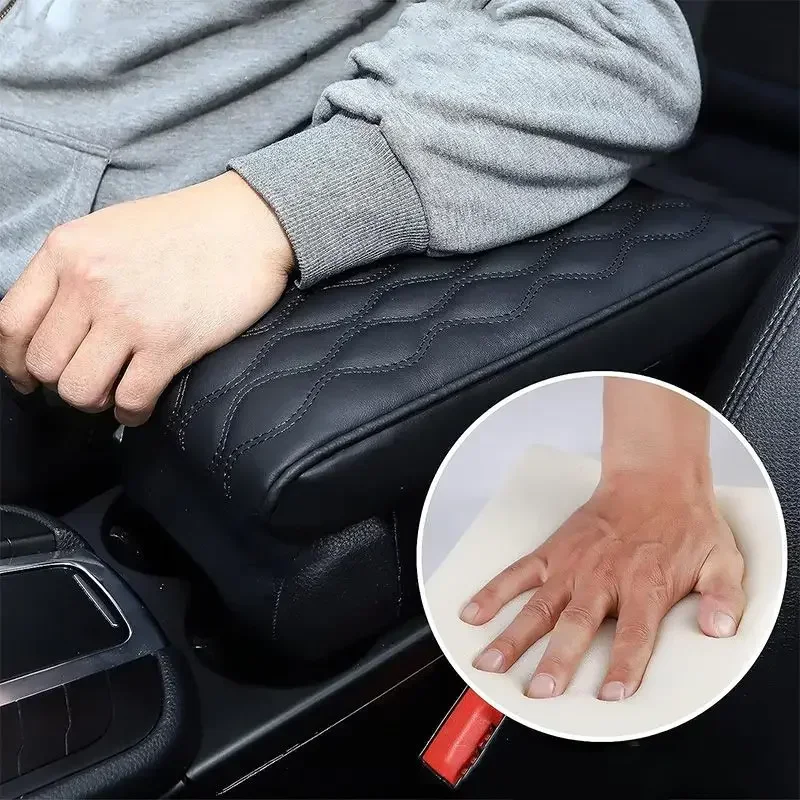 PU Leather Car Armrest Pad Cover Multi-color Center Console Wave Embroider Auto Seat Box Protection Cushion Hand Supports