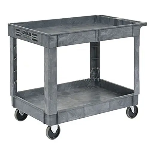 Industrial 2 Shelf Tray Service & Utility Cart, Plastic, 40