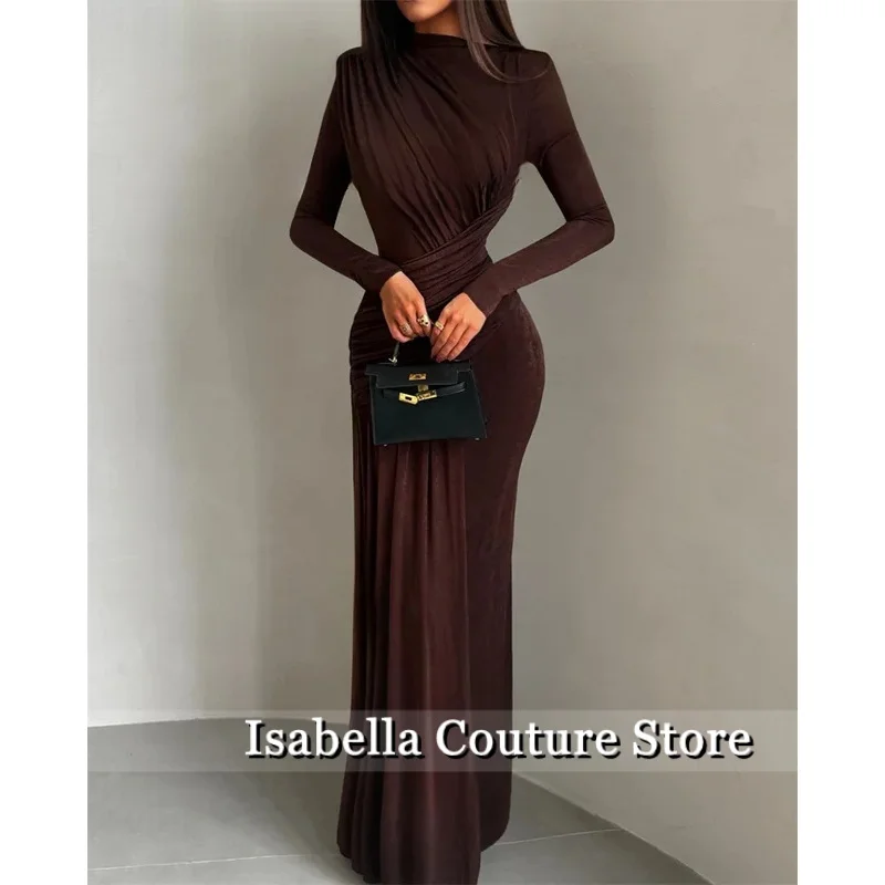 Zeemeermin O-hals Sexy Plooi Avondjurken Formele Partij Jassen voor Vrouwen Vloerlengte Elegante Prom Gown Aanpassen 2025