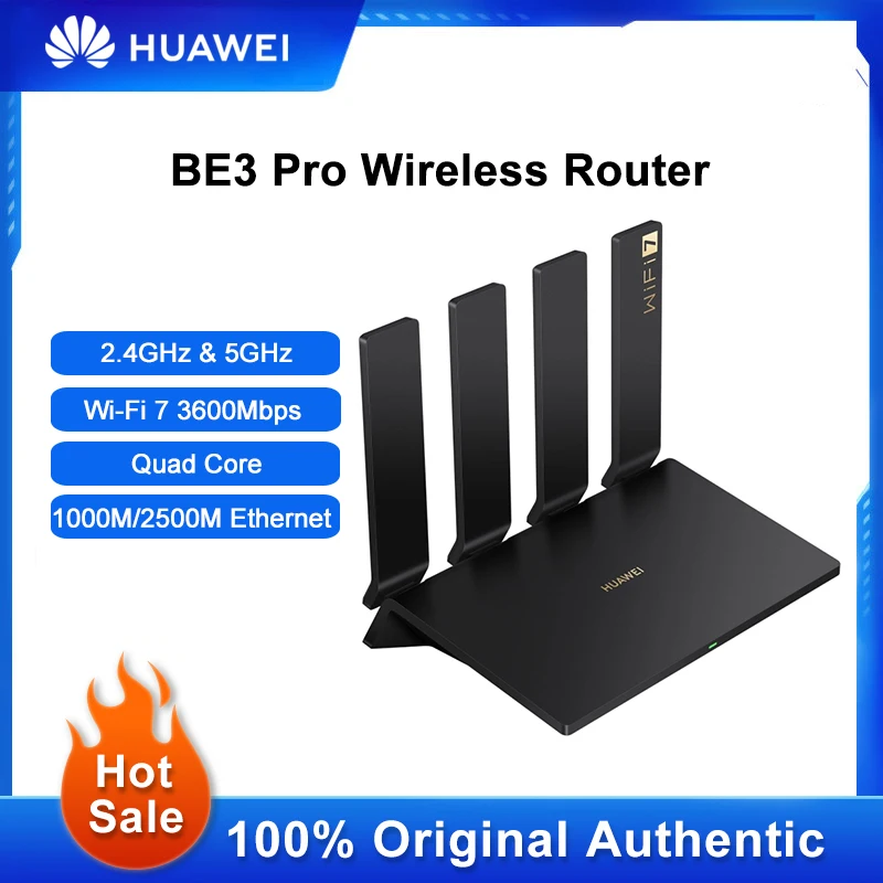 Huawei BE3 Pro Router WiFi nirkabel, penguat sinyal 3600Mbps 2.4GHz 5GHz peluas jangkauan WiFi untuk kantor rumah