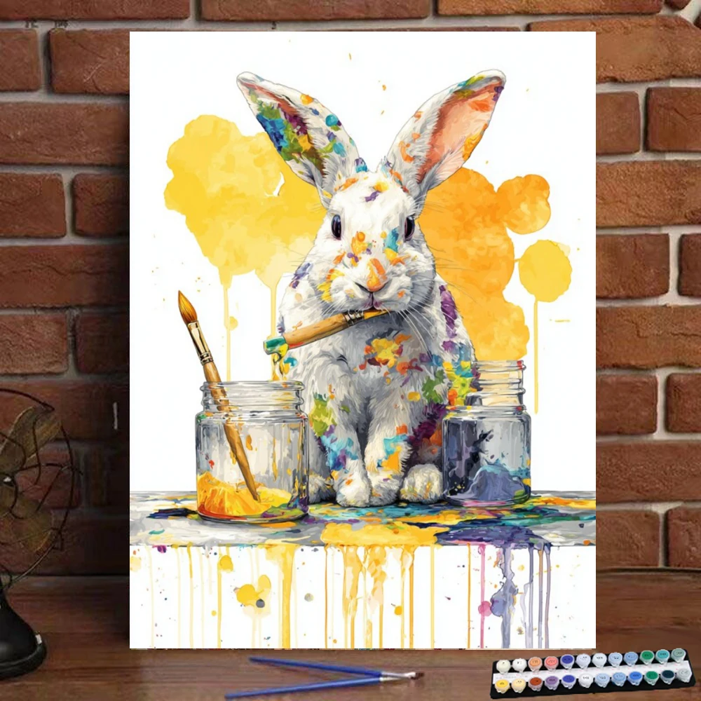 Painting by Numbers Oil colored Colorful Little Rabbit Digital Painting Handmade Adult Children Gift Wall Decoration D