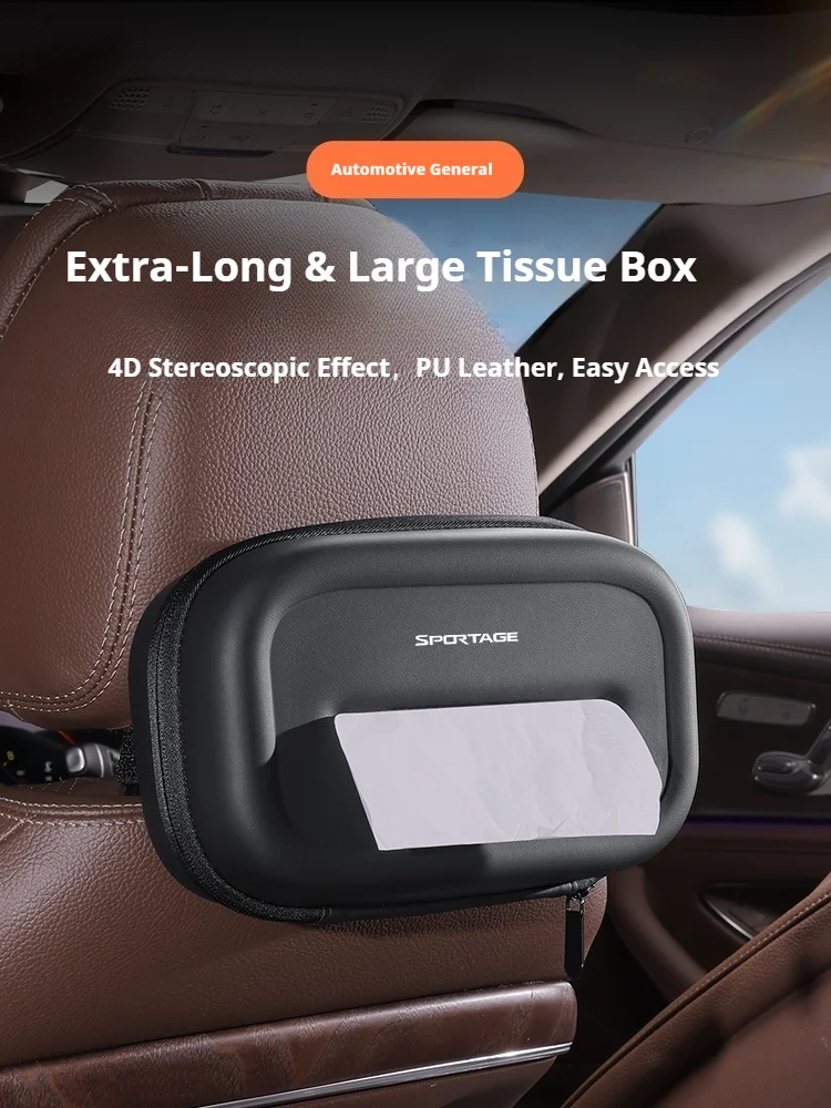 Car 3D stereoscopic Extra-Long & Large tissue box seat backrest Sunshade panel tissue box For Kia Sportage Auto Accessories
